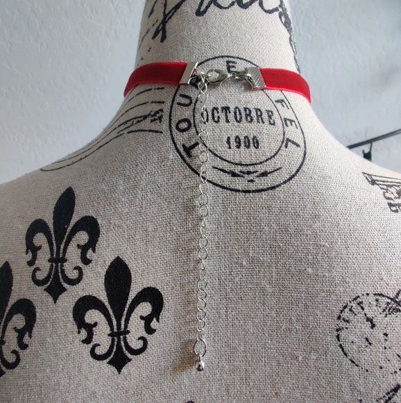 🆕 Red Heart with bat wings Hand Crafted Gothic choker necklace (2/$15) - Picture 4 of 4